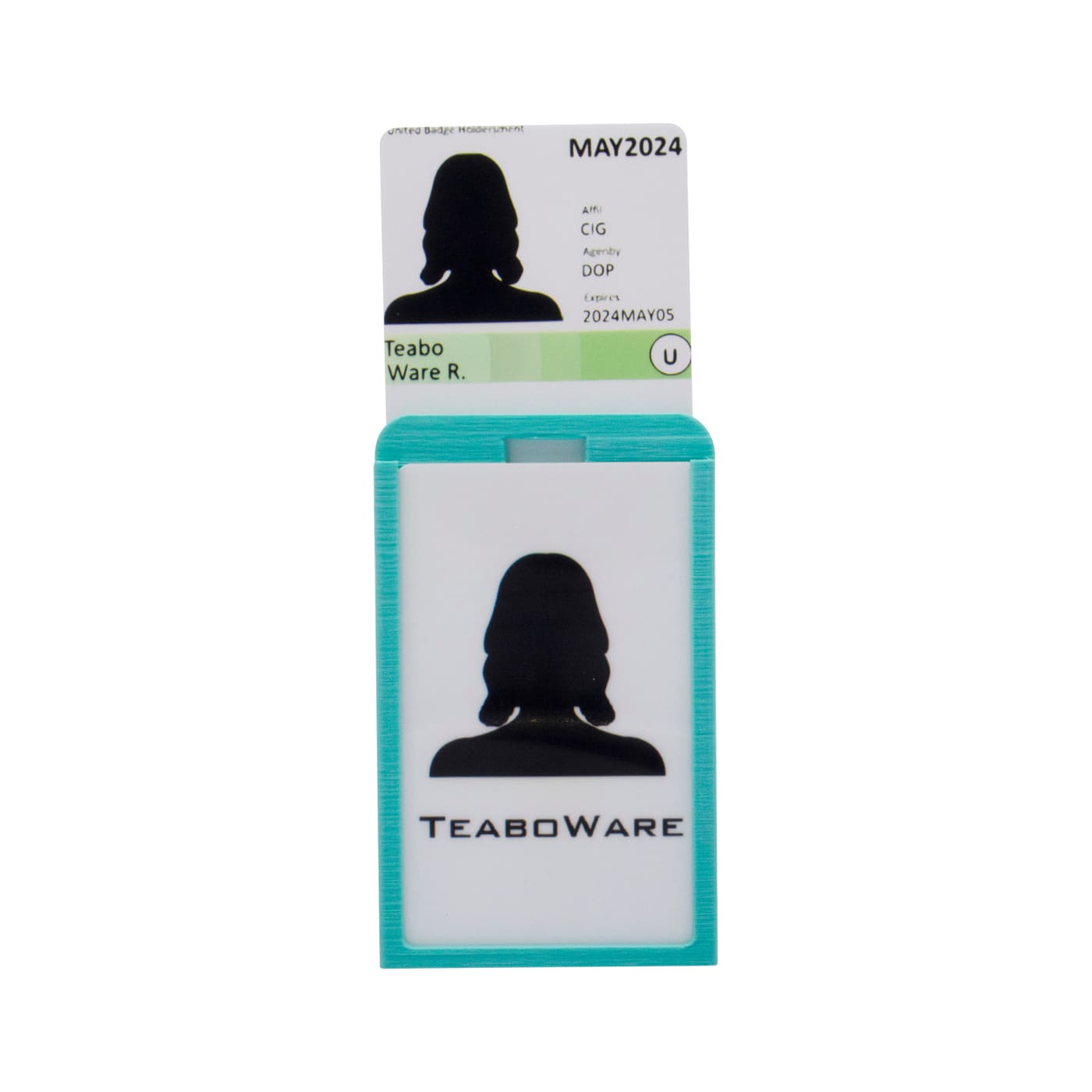 Teal RSA token holder with government ID card
